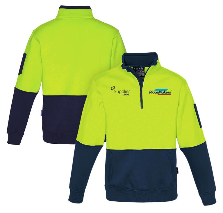 PlaceMakers Hi Vis 1/2 Zip Pullover Co-Branded