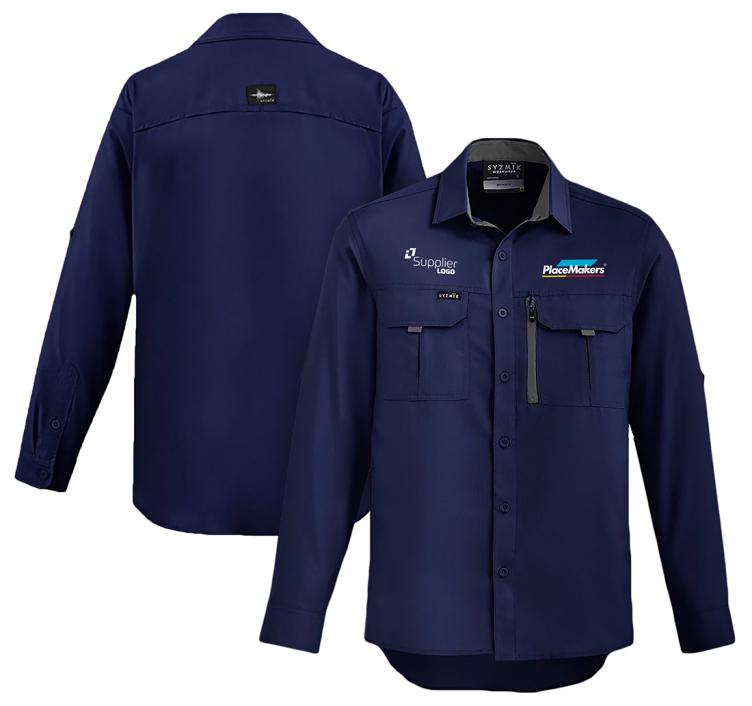 PlaceMakers Outdoor L/S Shirt - Navy Co-Branded