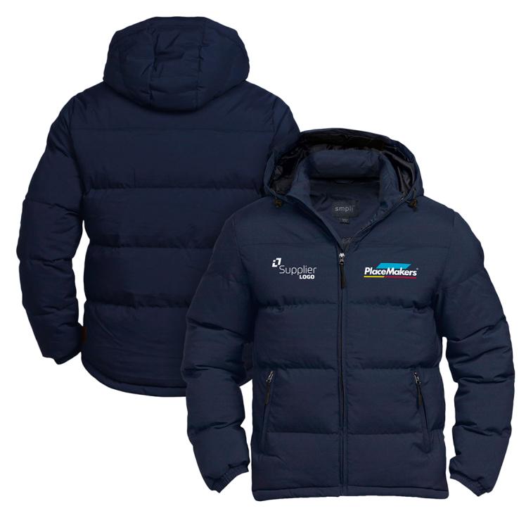 PlaceMakers Mens Terrain Puffa Jacket - Navy Co-Branded
