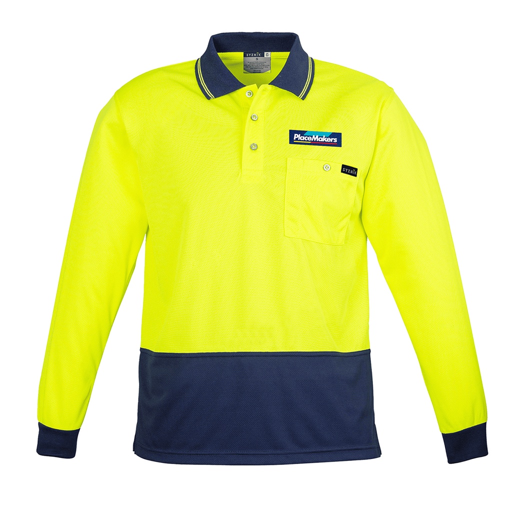 PlaceMakers Hi Vis L/Sleeve Polo Day Only NEW