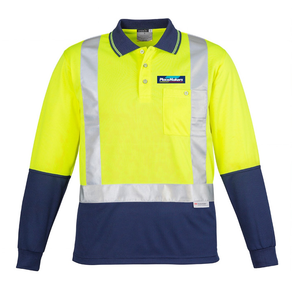 PlaceMakers Hi Vis L/Sleeve Polo Day/Night NEW