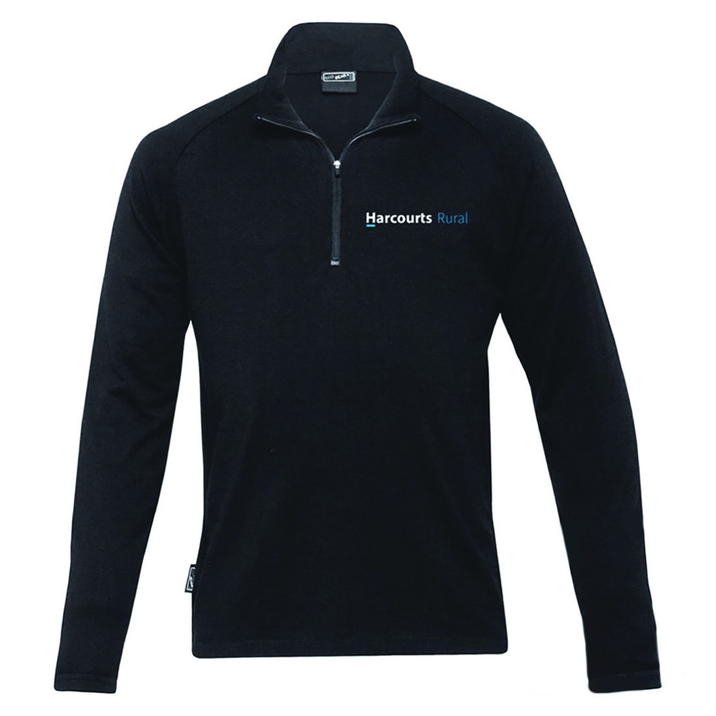 Harcourts Rural 1/4 Zip Merino Mens | Black