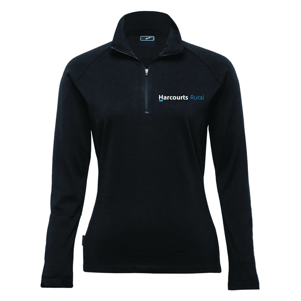 Harcourts Rural 1/4 Zip Merino - Womens | Black