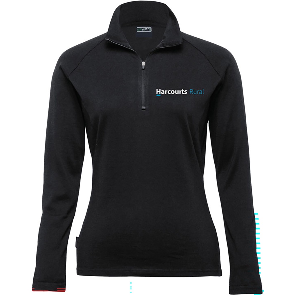 Harcourts Rural 1/4 Zip Merino - Womens | Black