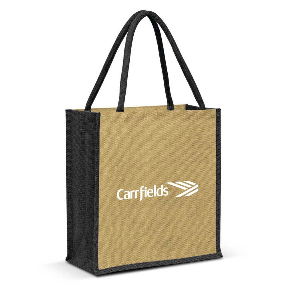 Carrfields Jute Tote Bag - Black (White Logo)
