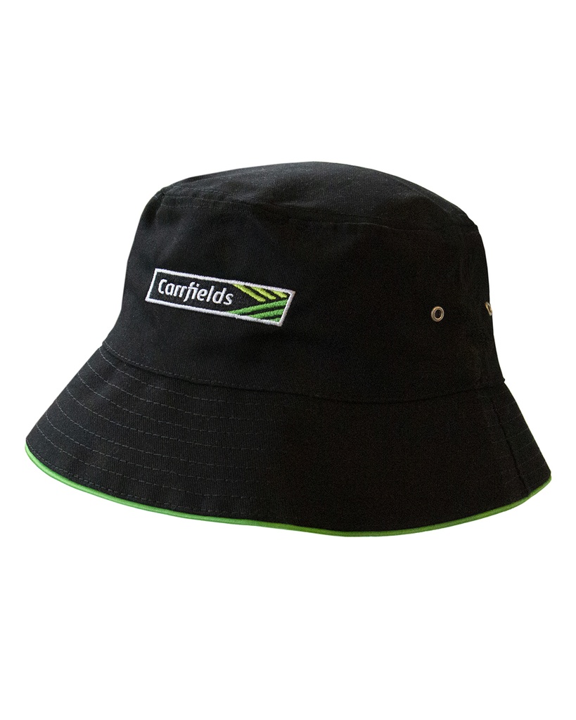 Carrfields Bucket Hat - Green trim - Old logo