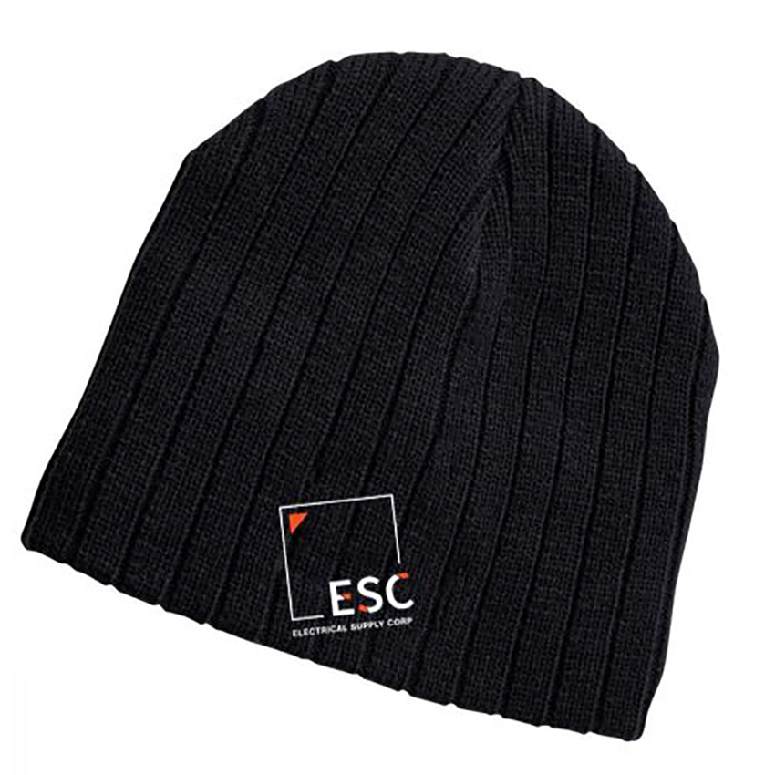 ESC Cable Knit Beanie - Black - -                           